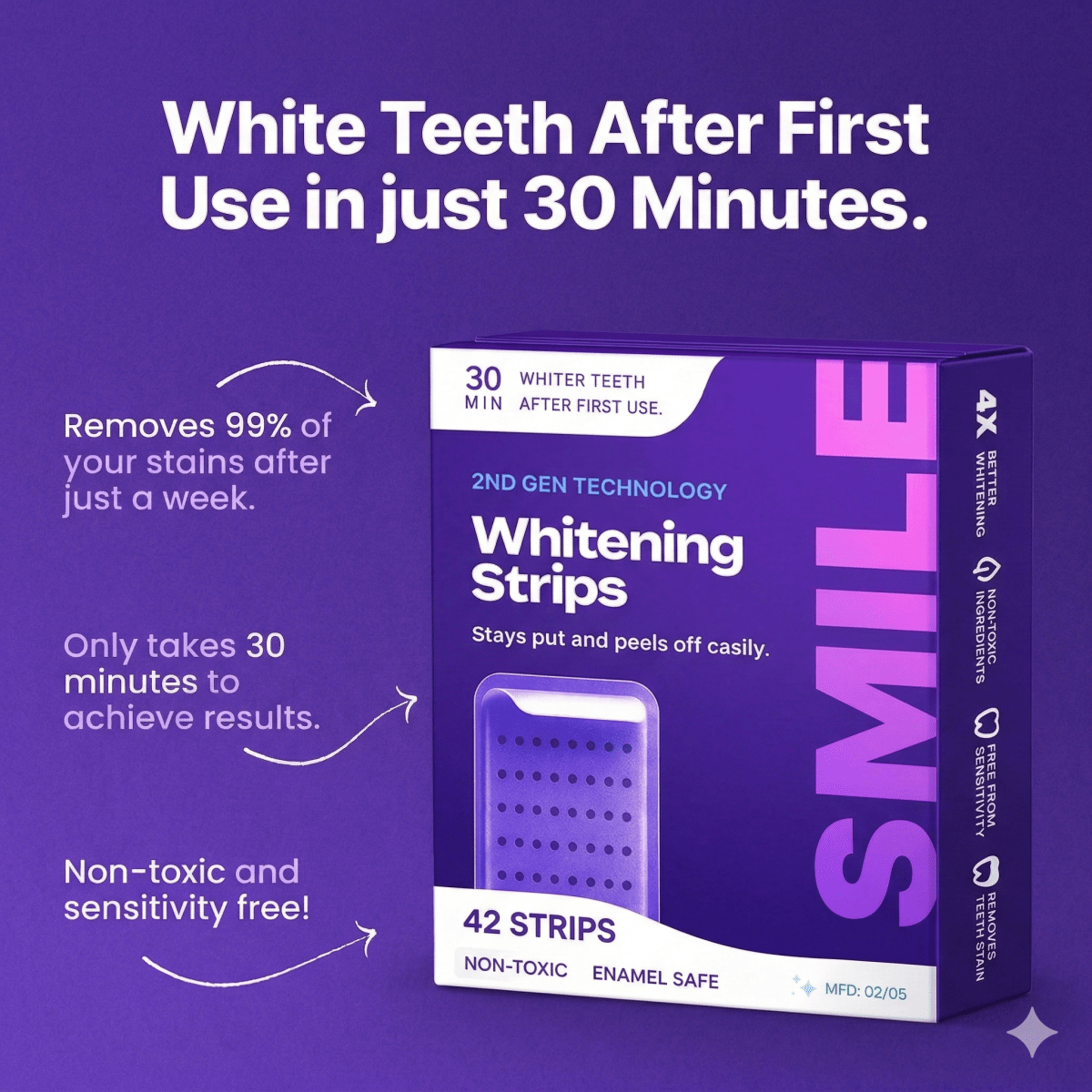 Purple Teeth Whitening Strips - Heath Insider